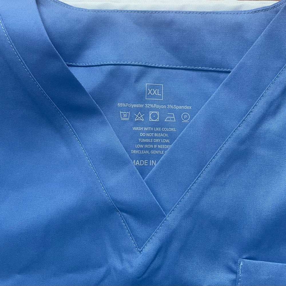 Classic Blue V-Neck Scrub Top and Bottom